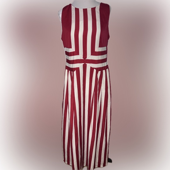 Plains & Prints Maxi Dress in Red/White Stripes Sleeveless Sz 6, NWT - Picture 3 of 8